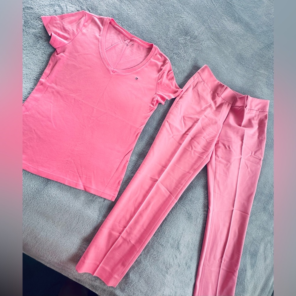 Tommy Hilfiger Women’s Pink T Shirt Top Pants Set Size S